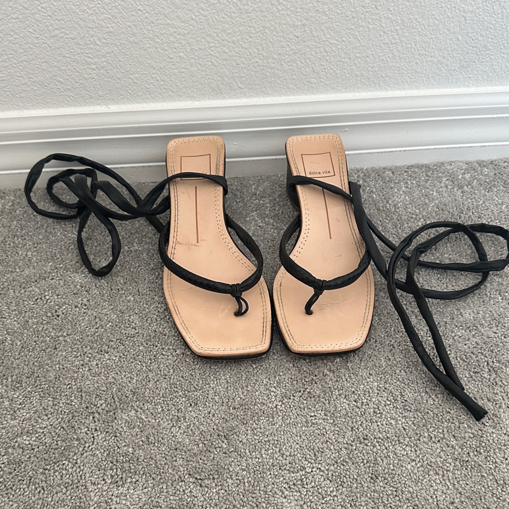 Dolce Vita Black and Tan Strappy Sandals